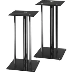 Hama Lautsprecherständer für schwere Boxen (Set, Ständer, Nicht beweglich), Lautsprecher Ständer + Wandmontage, Schwarz