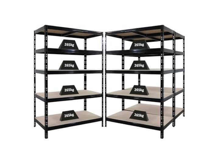 PROREGAL Mega Deal 3X Schwerlastregal Tiger HxBxT 180x120x60cm Fachlast 265kg Schwarz Garagenregal, Lagerregal, Steckregal, Kellerregal
