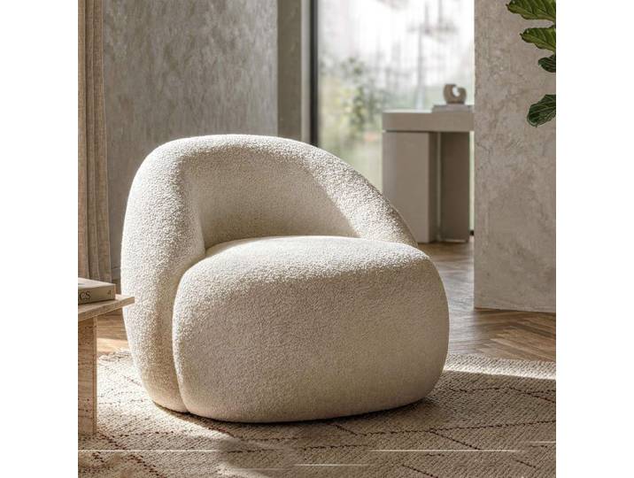 Fauteuil Nubra Dmora en Tissu Blanc 80x56x83h cm