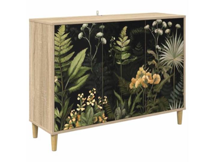 HFXHIJXQ Sideboard RHENEN Kommode 3 Türen Sonoma 102x33x75 cm Stilvoller Beistellschrank im Wohnzimmermit erhöhten Füßen gegen Feuchtigkeit und 3 Fächern für Ordnung.