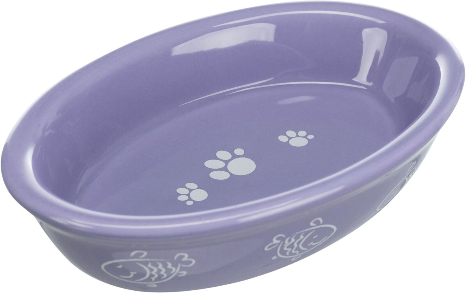 TRIXIE Napf, oval, Pfoten / Fische-Motiv, Keramik, 0,2 l / 15 x 10 cm