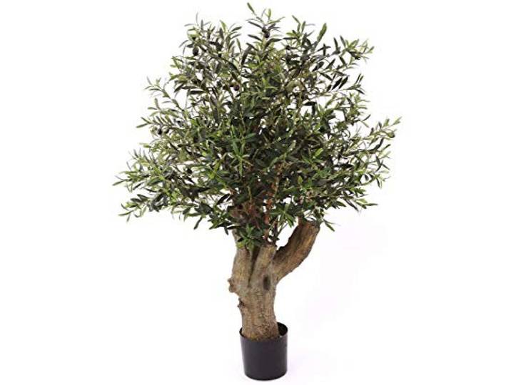 Künstlicher Olivenbaum ca. 140cm hoch mit dickem Stamm und 42 Oliven - Oliven Kunstbaum mit Früchten im Topf