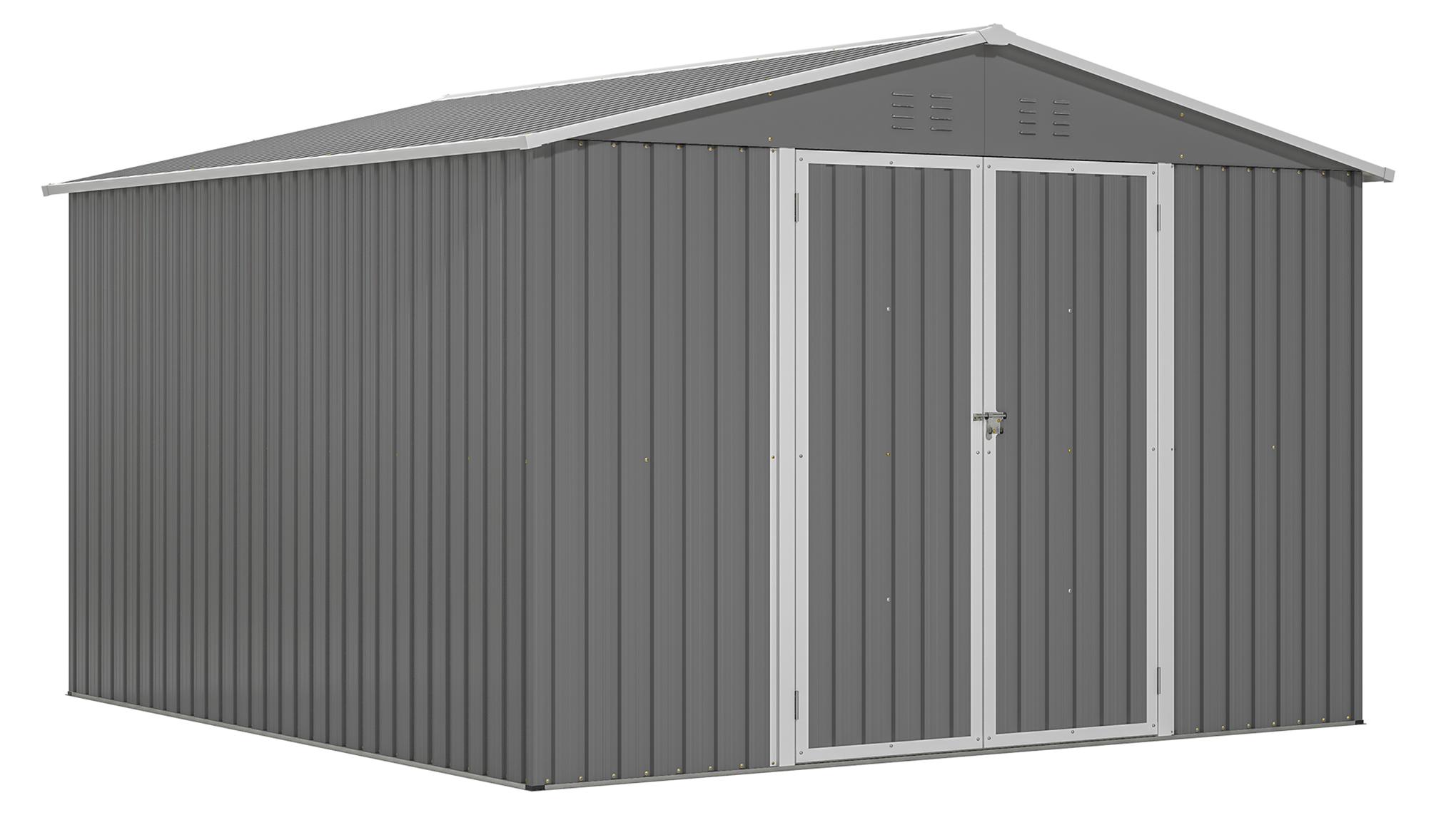 Gerätehaus Großes Metall Gerätehaus 300x300x311.4cm, Metallfundament (ohne Boden) Witterungsbeständiges Gartenhaus für Rasenmähe