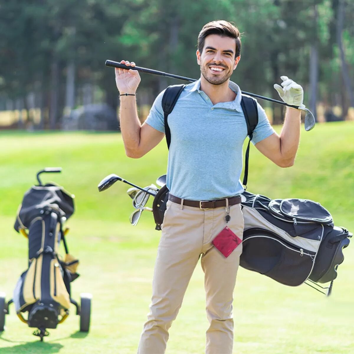 INF Einziehbares Golfball-Reinigungstuch mit Clip - Tragbares Mikrofaser-Wischtuch Rot