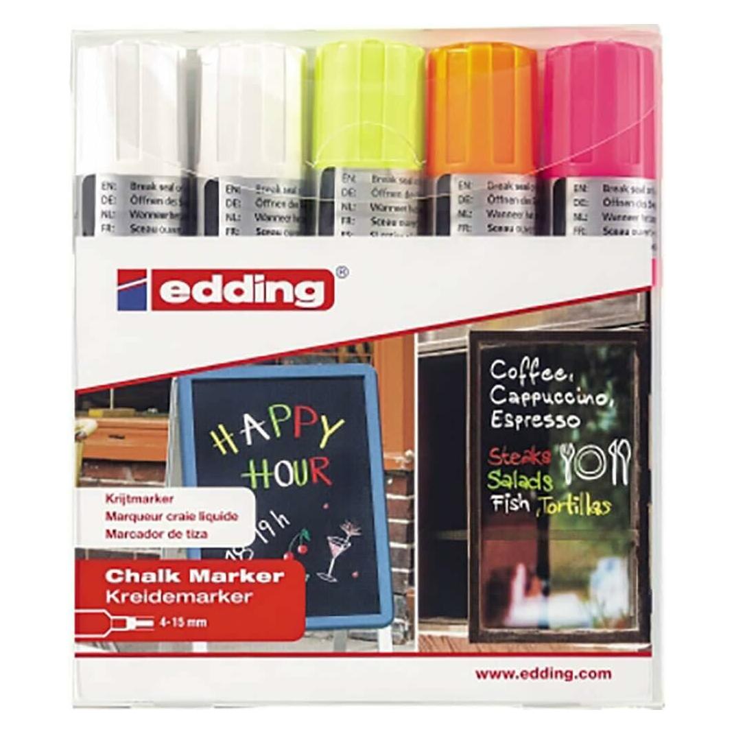 Edding Bearbeitungskreidemarker E-4090, 4-15 mm, 5 Stk., Farbmischung (5x) (4090 E-5)
