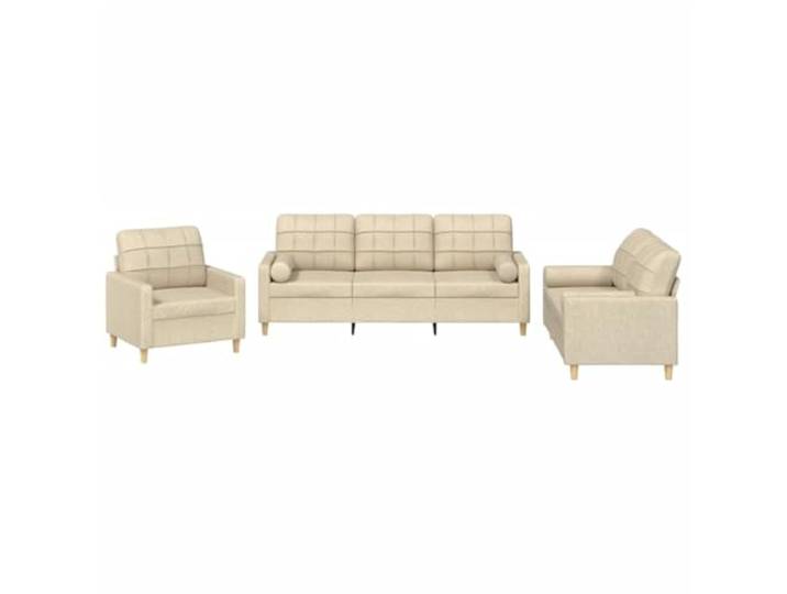 GHVBNMF 3-tlg. Sofagarnitur mit Kissen Couch Set Creme Stoff Gemütliche Polstermöbel aus Stoff und Metall für Wohnzimmer und Gästezimmer, inklusive Kissen für hohen Komfort.