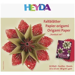 5x Heyda, Bastelpapier, Falblätter Papier 15x15cm rot VE=64 Blatt (80 g/m2, 1x)