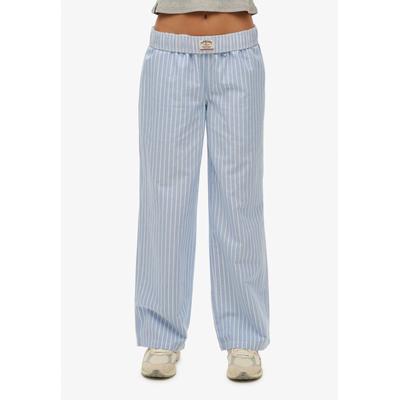 Cargohose SUPERDRY "COTTON STRIPE ELASTIC TROUSER", Damen, Gr. S, N-Gr, blau (broker blau stripe), Jersey, Obermaterial: 100% Baumwolle, gestreift, relaxed fit normal, Hosen Cargohose, aus Baumwolle und Jersey, Relaxed Fit, gestreifte Optik