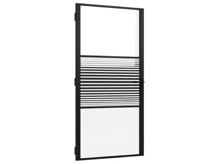 Glastür 102,5 x 3,5 x 201,5 cm Aluminium Schwarz Rahmenmontiert, integriertes Schloss, transparentes Glas, für Wohnzimmer, Essbereiche, Flure, Raumteiler