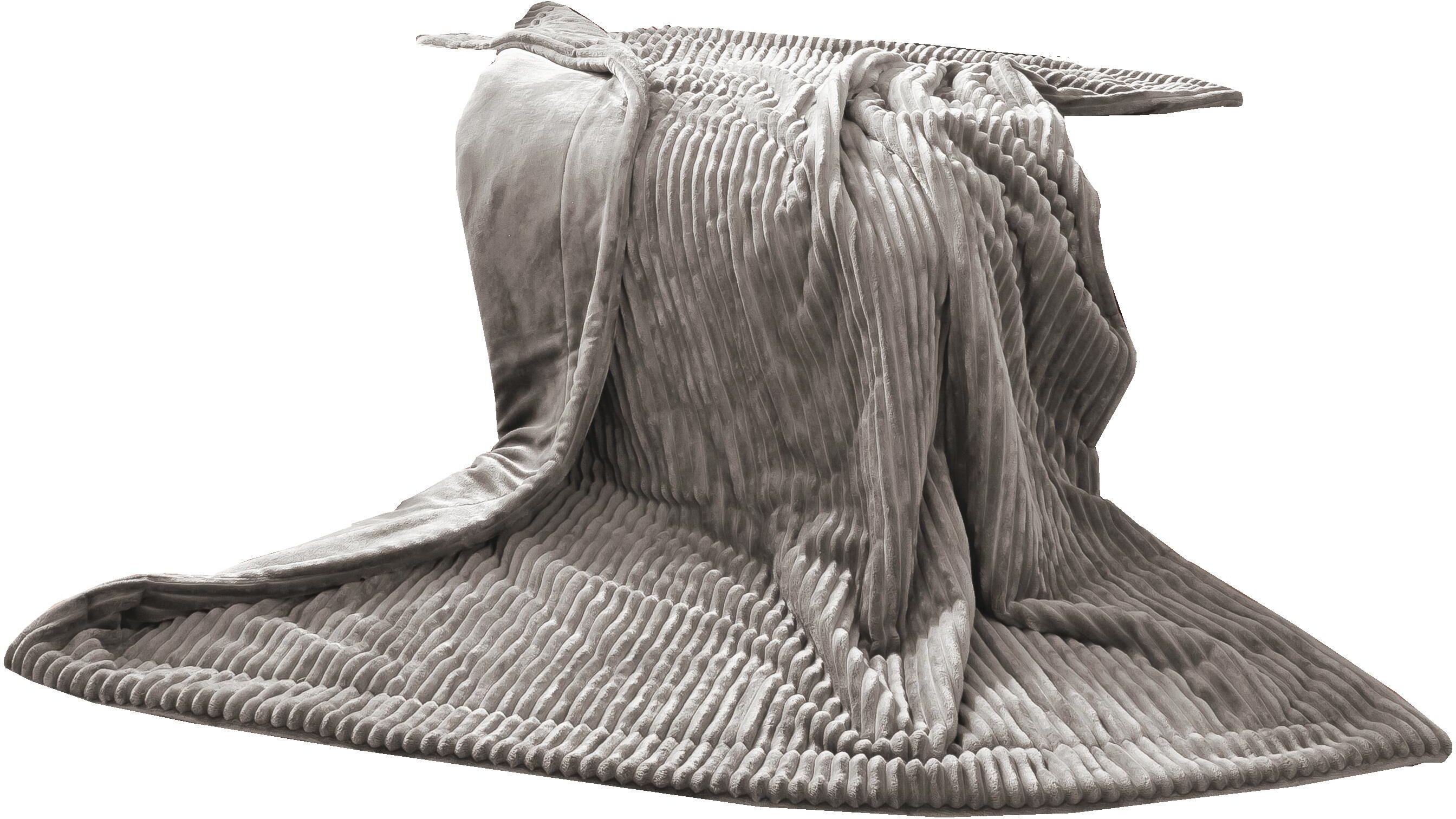 Wohndecke GÖZZE "Cordoptik", silber (silberfarben), B:150cm L:200cm, Kunstfaser, Wohndecken, Wohndecke, mit Glanzeffekt, Kuscheldecke silberfarben B/L: 150cm x 200cm