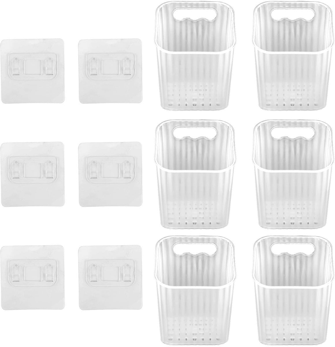 Merkloze 6-delige wandorganizer bins van acryl, stapelbare opbergdozen voor keuken en badkamer