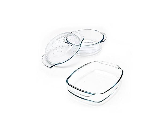 Van Well Auflaufformen Set 3-teilig aus Glas mit Deckel – 1,7 l & 2,3 l – hitzebeständig, ofenfest & spülmaschinengeeignet – Glas Auflaufform Set für Lasagne, Gratin, Braten & Dessert