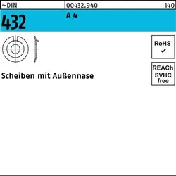 Scheibe DIN 432m.Außennase 21 A 4 10 Stück