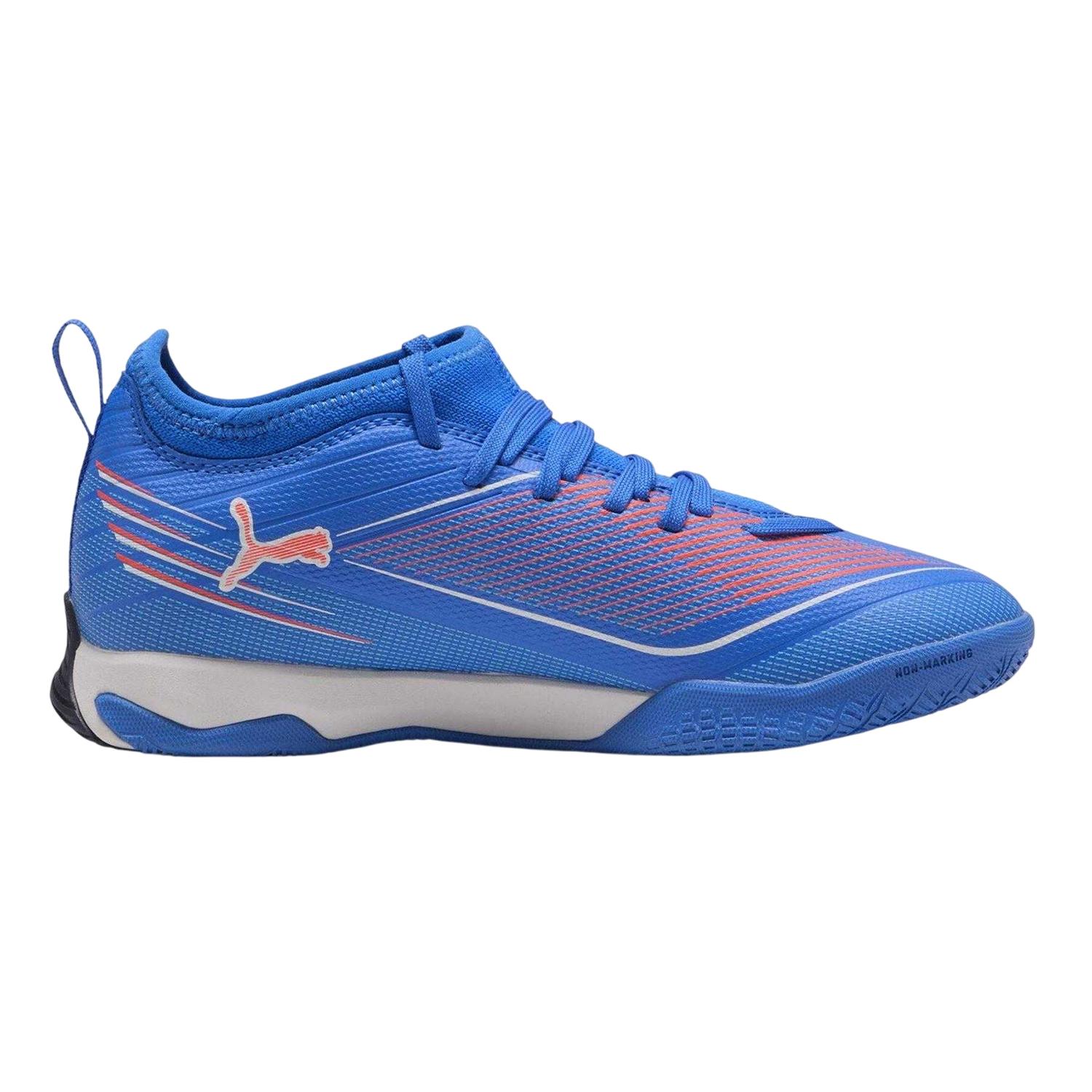 Puma - "Ultra 6 Match" Hallenfußballschuhe für Kinder (Blau/Weiß/Rot)