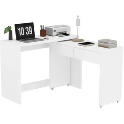 Regalschreibtisch 110×40×78 2in1 Faltbar Flexibel Rollbar Kombi Tisch Set Arbeitsplatz Beistelltisch Kommode Platzsparend Homeoffice Möbel Weiß