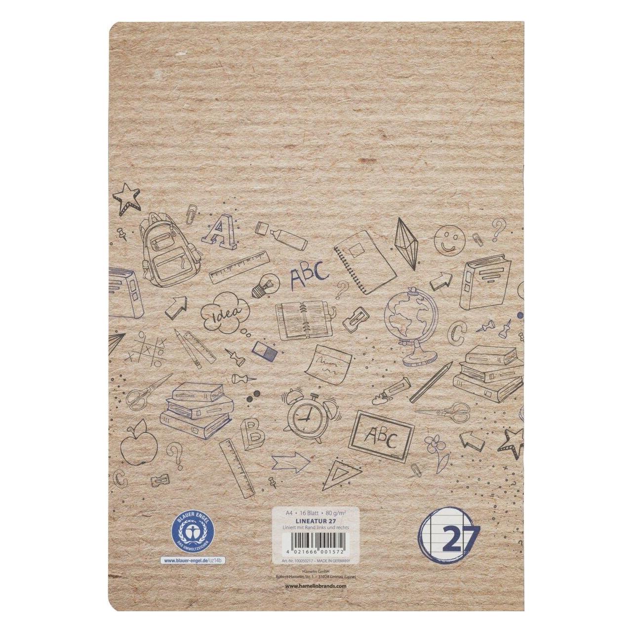 Landré Recycling A4 2fach rückendrahtgeheftetes Schulheft (A4, Liniert, Weicher Einband) (100050217)