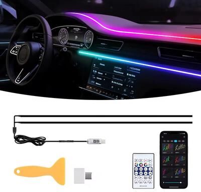 Inspire Select Tesla Ambient Light Kit With USB Hub & Auto Shut Off Module RGB APP Controlled Dashboard LED Interior Lighting 2in1 43.3 In