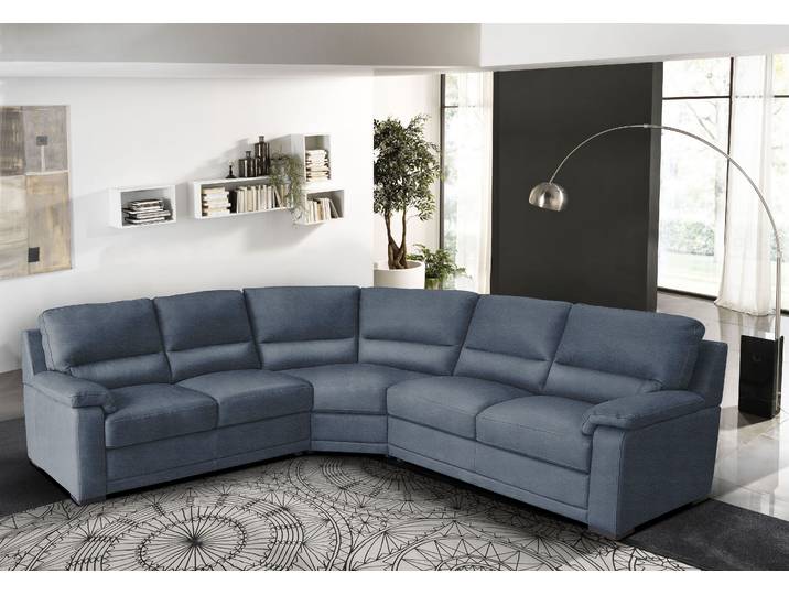 Ecksofa, Luxus-Microfaser CASHMERE, Ozeanblau, 266×246 cm, Langer Schenkel Rechts, Modern, EGOITALIANO