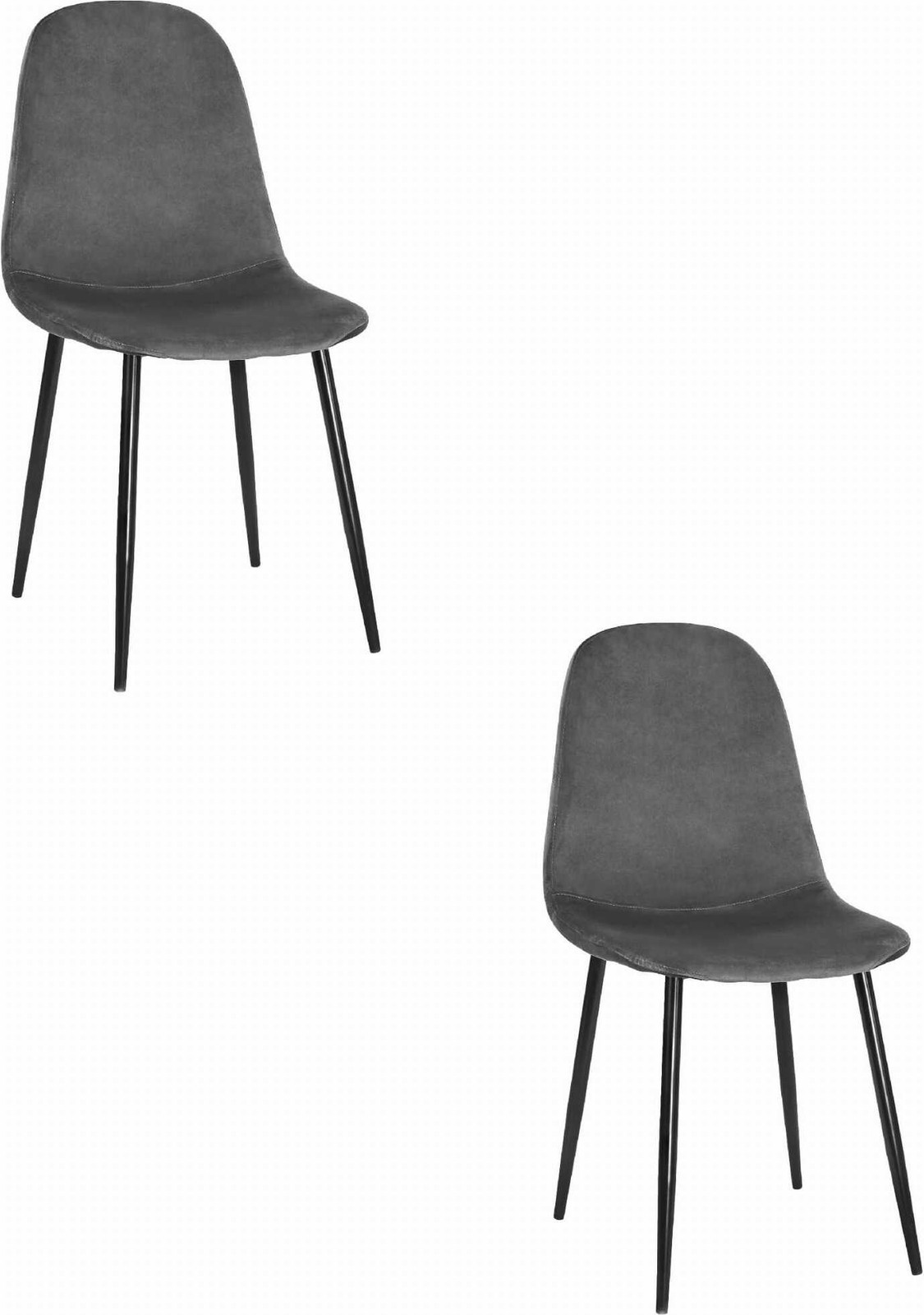 Set van 2 Leobert Como Chaise Longes in Donkergrijs Fluweel, B/D/H: 44,5 x 50,5 x 87,5 cm