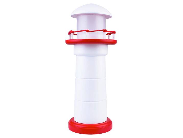 Kindertischleuchte Leuchtturm, Rot, Weiß, Holz, Kunststoff, 31 cm, Lampen & Leuchten, Innenbeleuchtung, Kinderzimmerlampen, Kindertischleuchten