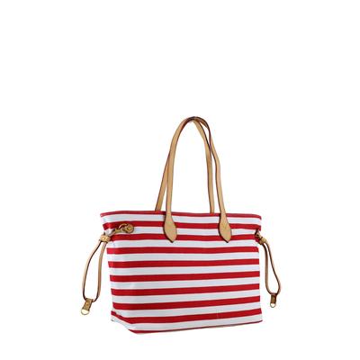 Schultertasche "Bademeister", Damen, Gr. B/H/T: 45cm x 27cm x 15cm onesize, rot, Baumwolle, COLLEZIONE ALESSANDRO, Taschen Schultertasche, mit echt Leder Henkeln