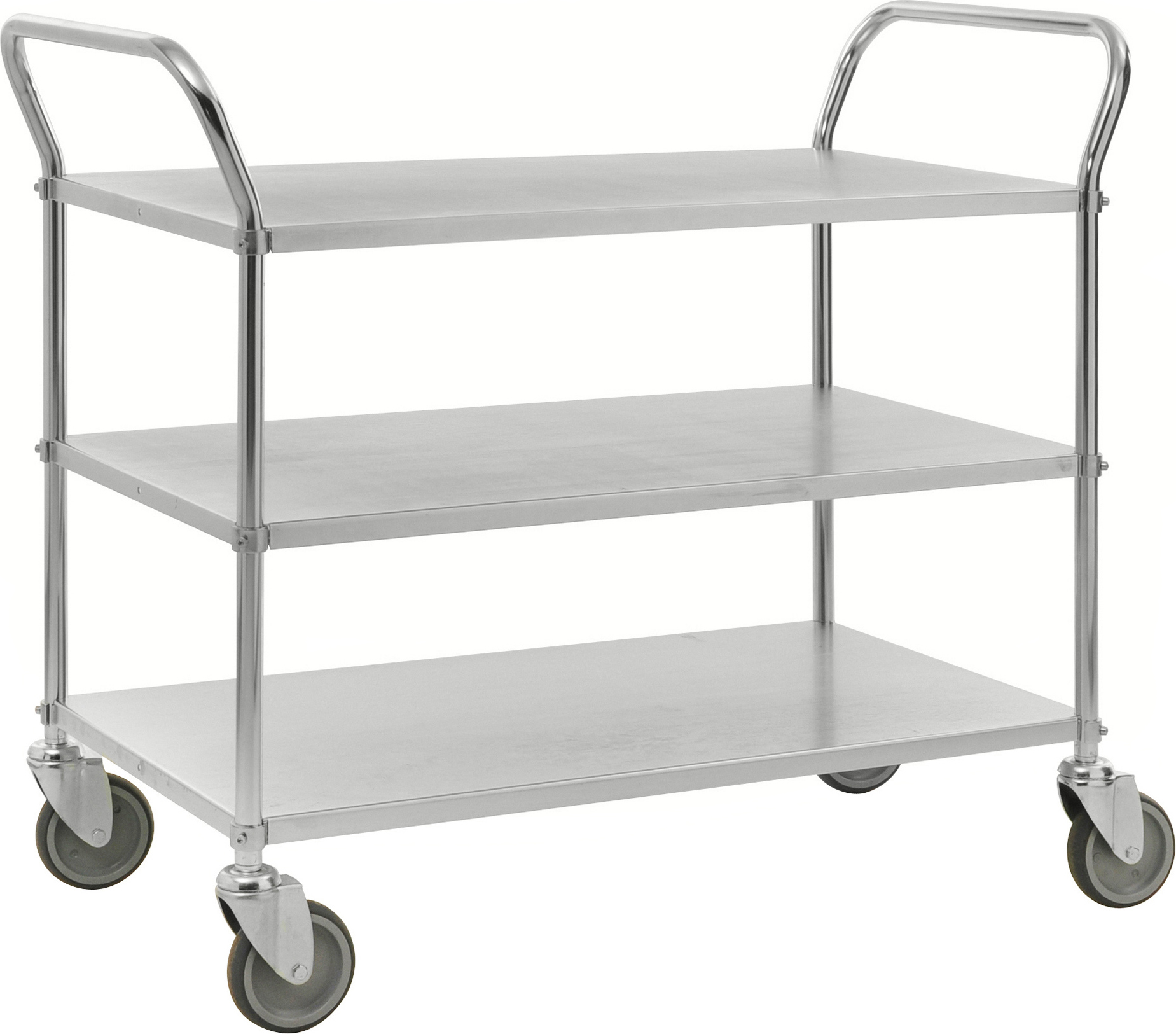Kongamek Etagenwagen mit 3 Böden 900x540mm pulverbeschichtet und verzinkt mit 24mm Rand und Bremse