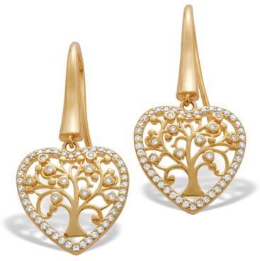 Women's Cubic Zirconia Gold Plated Tree Earrings by Propet in White (Size ONE SIZE)