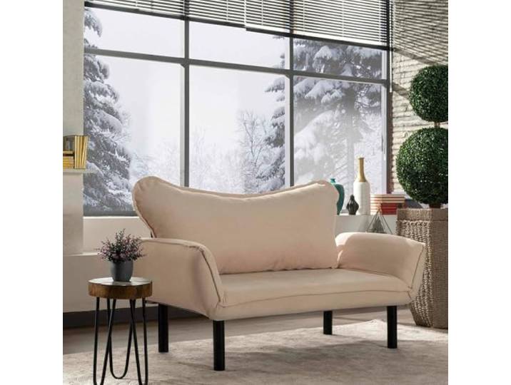 Dmora Aquilonis Schlafsofa 2-Sitzer 140x65 cm Weiß mit Stauraum