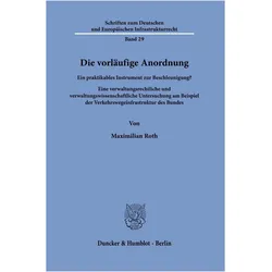 Die vorlufige Anordnung, Fachbücher von Maximilian Roth