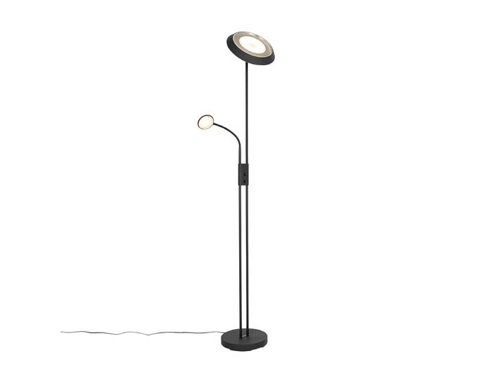 Lampadaire noir avec LED et variateur d'intensité avec liseuse -