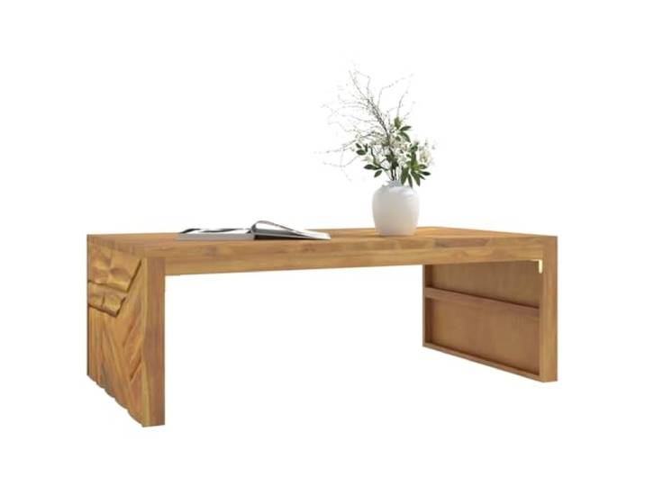 HEFZGDB Massivholz Couchtisch Teak 110x60x38 cm Robuster Beistelltisch mit Stabilem Design für Wohnzimmer Ablagetisch Naturmaterial Witterungsbeständig