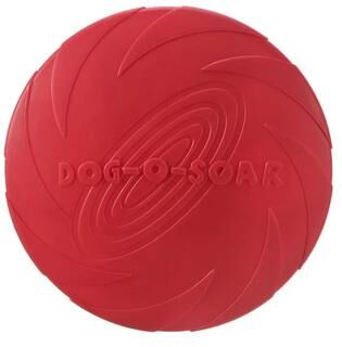 Inspire Select Interactive Silicone Flying Saucer Dog Toy Chew Resistant Flying Disc For Puppy Training, Fetch & Outdoor Play red l