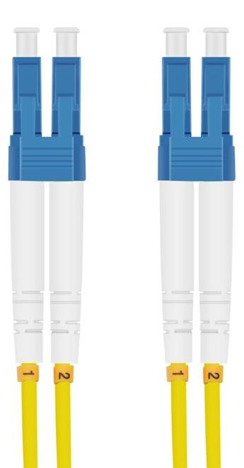 Helos Vezeloptische Patchkabel LC/LC Duplex, 9/125µm, OS2, Geel, 15,0 meter