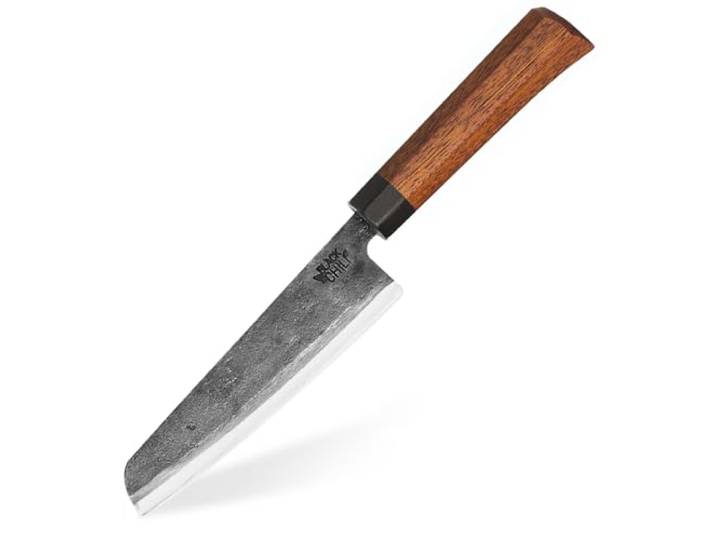 Black Chili Wurst- & Käsemesser mit Eisenholz Griff & 15 cm Carbonstahl Klinge Glatte Klinge ohne Wellenschliff Messer für Salami, Käse & Brotzeit Extrem scharf & handgeschmiedet CAYENNE-15