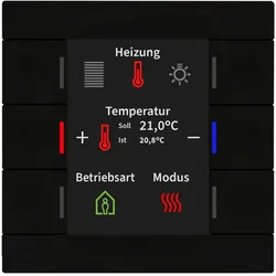 MDT BE-TAS86T06.02 KNX Taster Smart 86 mit Farbdisplay und Temperatursensor, Schwarz matt BETAS86T0602