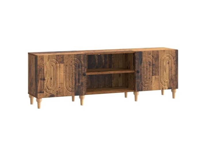 LMTYOENFG TV Lowboard Altholz-Optik 150x31x50 cm TV Board Schrank Stilvolles TV-Board im Streifendesign für Wohnzimmer und Schlafzimmer mit 60 kg Belastbarkeit und 90° Schwenktüren.