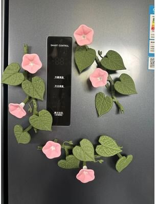 Uplifted Finds 3D Printed Morning Glory & Ivy Refrigerator Magnets Plant Decor Set 12 Leaves 6 Flowers Pink