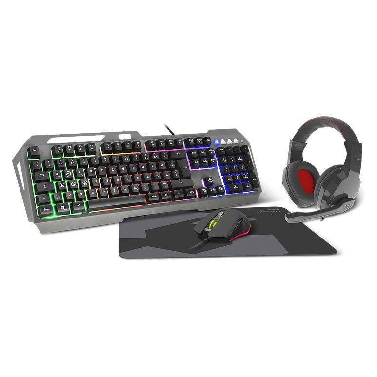 Speedlink LUNERA Kabelgebunden, USB Gaming-Tastatur, Maus-Set Beleuchtet, Multimediatasten Deutsch, QWERTZ, Wi (DE, Kabelgebunden) (SL-670305-BK)