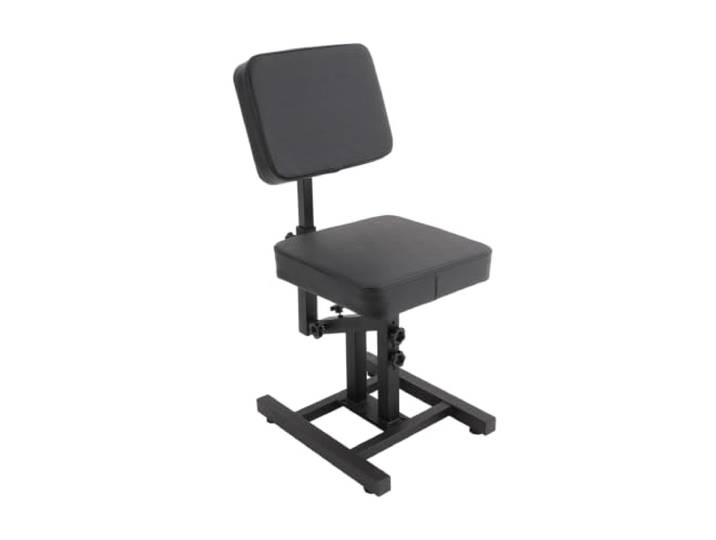 Tattoo-Stuhl mit klappbarer Rückenlehne, ohne Rollen, Sitzhöhe 43-61 cm 180° Rückenlehne als Armauflage oder Ablage, 4 Standfüße, gepolsterter PU-Sitz, für Tattoo- und Kosmetikstudios