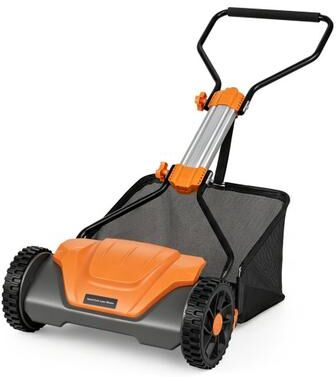 Costway 16 Inch Adjustable Cutting Heights 5-Blade Push Reel Lawn Mower with 8 Gal Removable Grass Catcher Bag-Orange