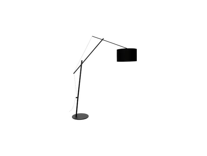 Lampadaire en métal noir, GU10, abat-jour textile, socle circulai