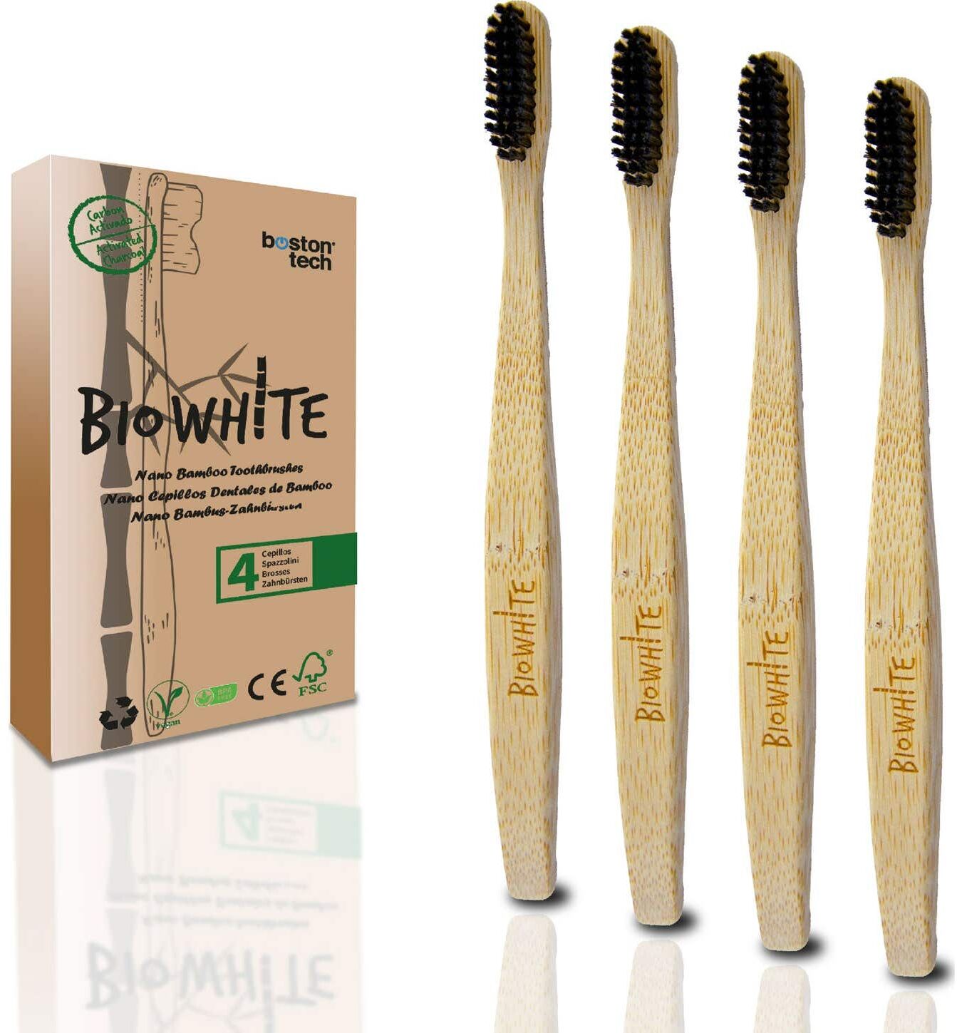 Bio White Cepillo Dental Blanqueador Bambú 4 uds