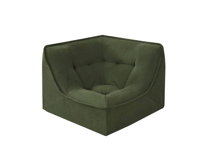 Oviala - Fauteuil d'angle compressé en velours côtelé type chauffeuse
