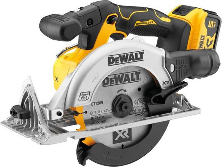 Scie circulaire 165 mm XR 18V DEWALT + 2 batteries 5Ah + coffret Tstak - DCS565P2-QW