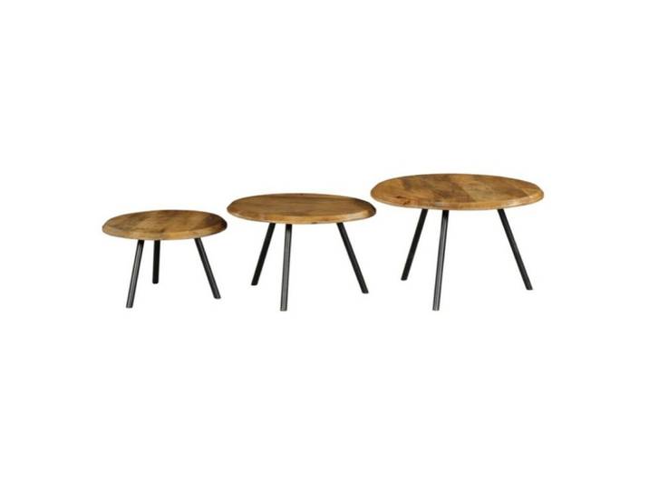 Villa Möbel Couchtisch Ovaro (Set, 3-St., 3er Set), 3er-Set aus massive Mangoholzplatten, je mit 3 Metallfüßen.
