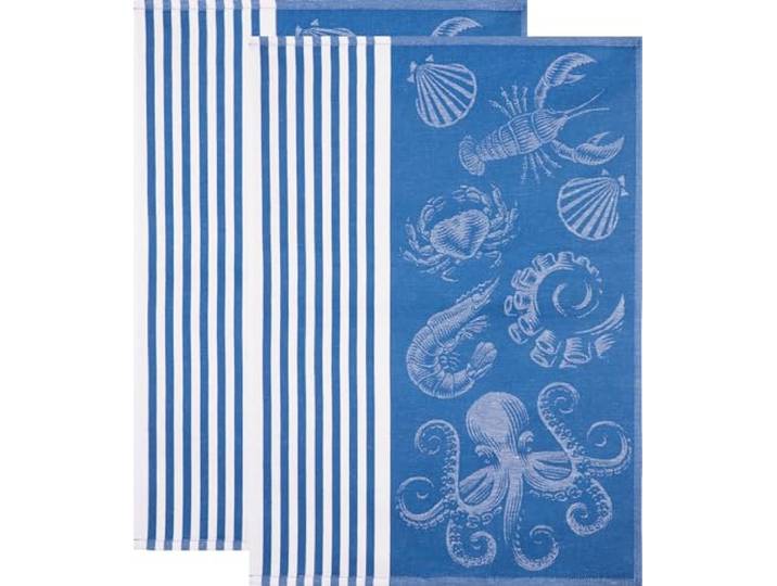 Stuco Geschirrtuch Nautilus blau 2er-Pack Halbleinen blau Größe 50x70 cm