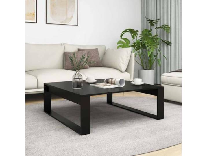 HEFZGDB Couchtisch Schwarz 100x100x35 cm Holzwerkstoff Beistelltisch mit robuster Tischplatte für Getränke Snacks Bücher und Deko leicht zu reinigen Wohnzimmer Möbel