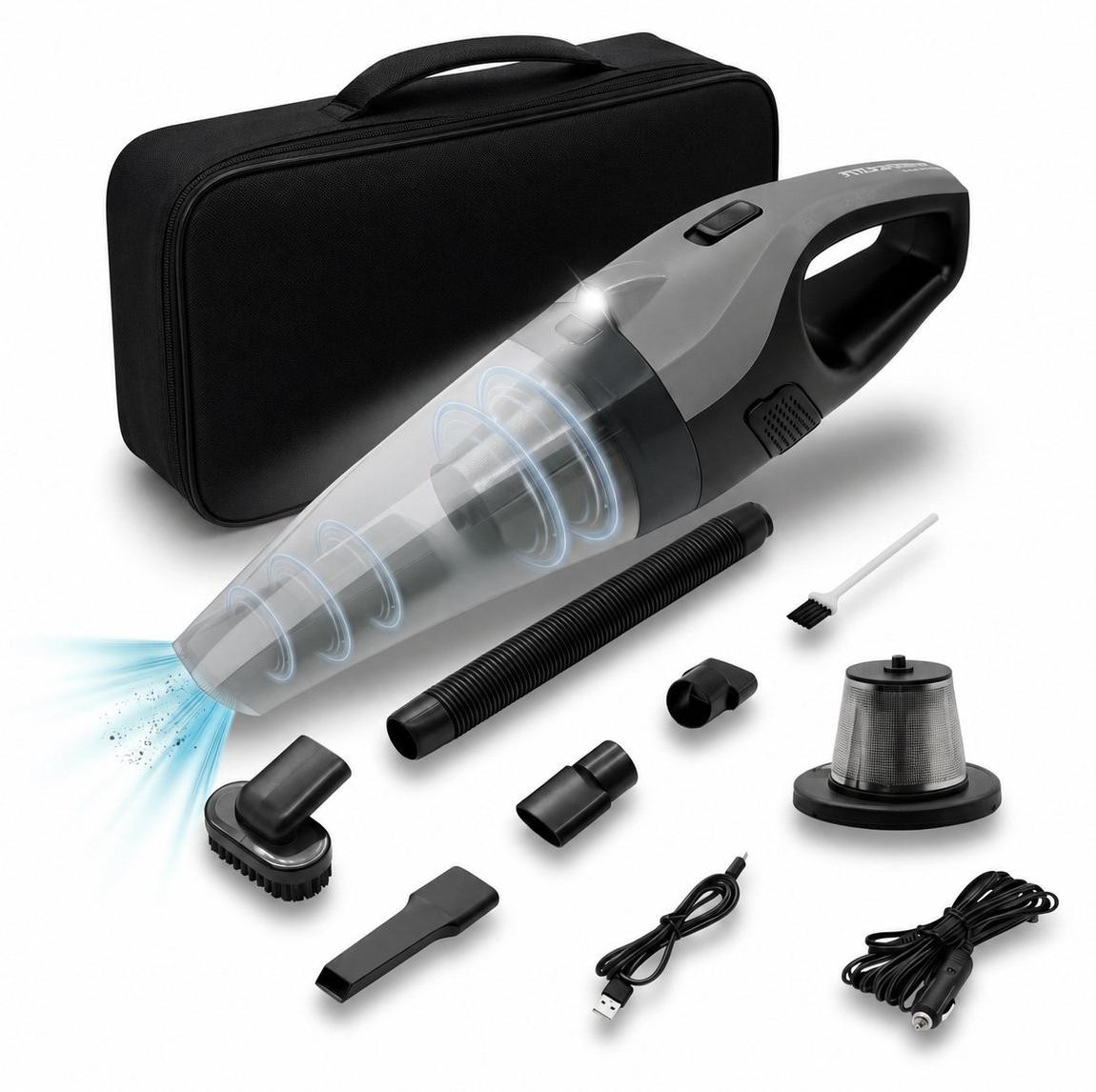 STAUS&BACH SuperNova Snoerloze Kruimelzuiger met Licht - Lichtgewicht Handstofzuiger voor Auto - Zwart