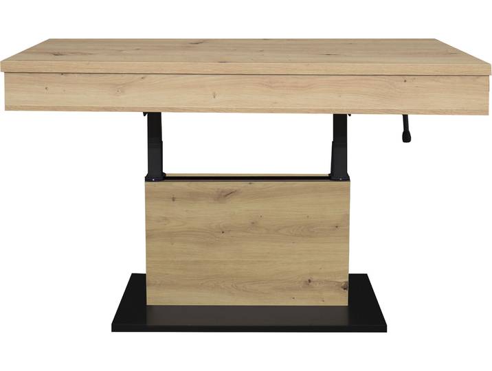 Couchtisch MÄUSBACHER Lift Couchtisch , braun (vulkanschwarz supermatt, asteiche, asteiche), B/H/T: 110cm x 77cm x 60cm, Tische, Couchtisch, höhenverstellbar 58-77cm,Tischplatte aufziehbar, Staufach, 110cm breit