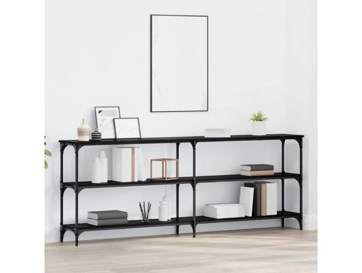 Table console extensible industrielle VIDAXL 200 x 29 x 75 cm Chêne noir - étagère métal & panneaux de particules